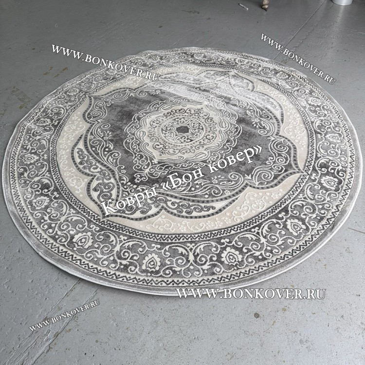 Круглый ковер в гостиную дизайн 01 Серый