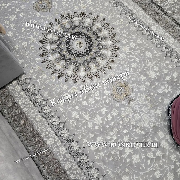 Турецкий Ковер Для гостиной New дизайн 96 Серый Овал